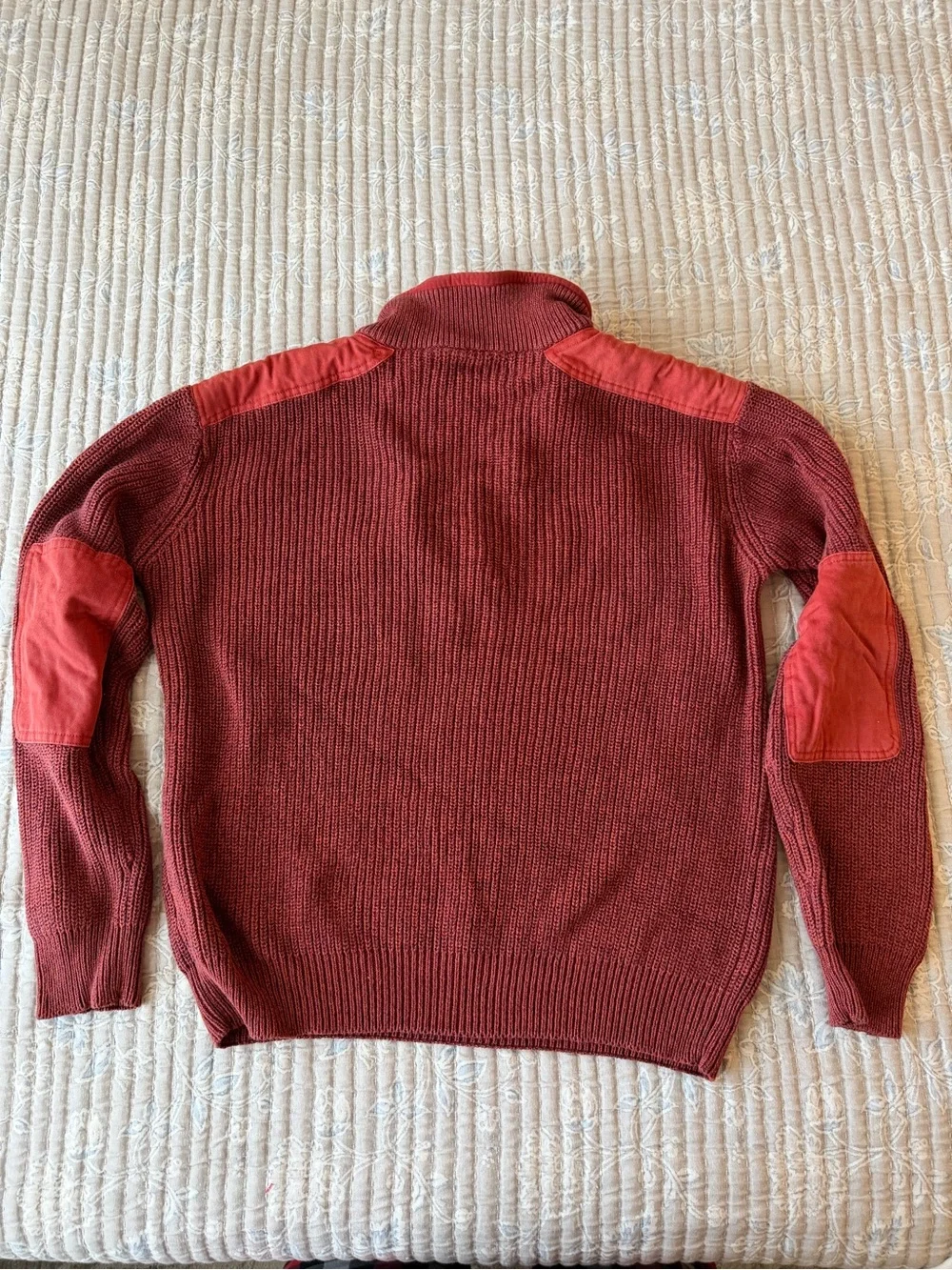 Cabela's Men's Zip Pullover Sweater in Deep Red with Brick Accents